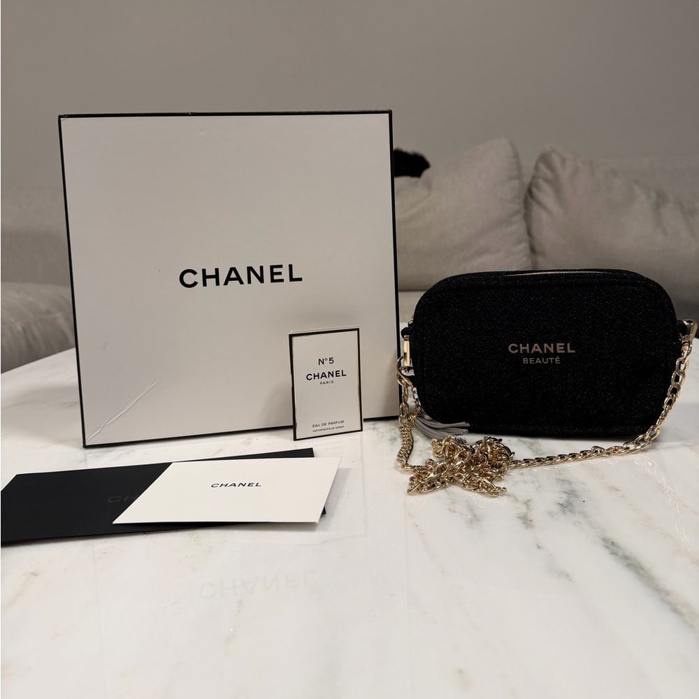 Chanel Makeup Bag w/Crossbody Strap